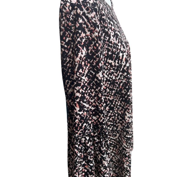 Ellen Tracy Long Bell Sleeve Round Neck Pullover Blouse Black White & Pink L - Picture 6 of 11